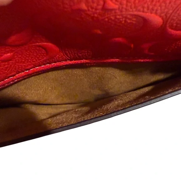 Coach Morgan Top handle Red Embossed Satchel with crossbody strap. NWT - Picture 4 of 13